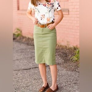Talbots light green midi denim Skirt 12
